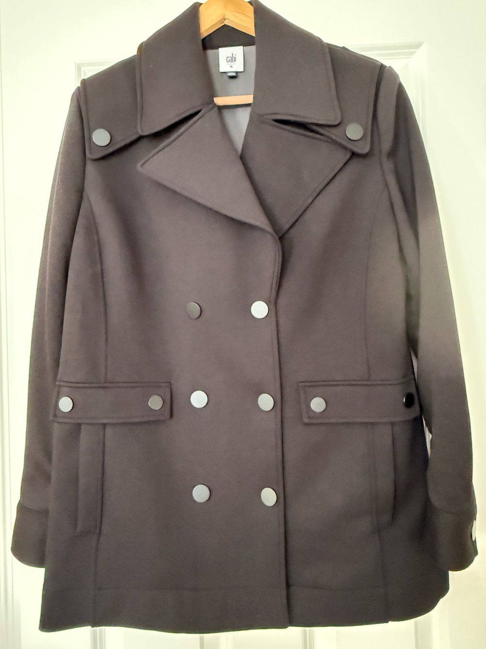 CAbi Double-Breasted Peacoat in Black